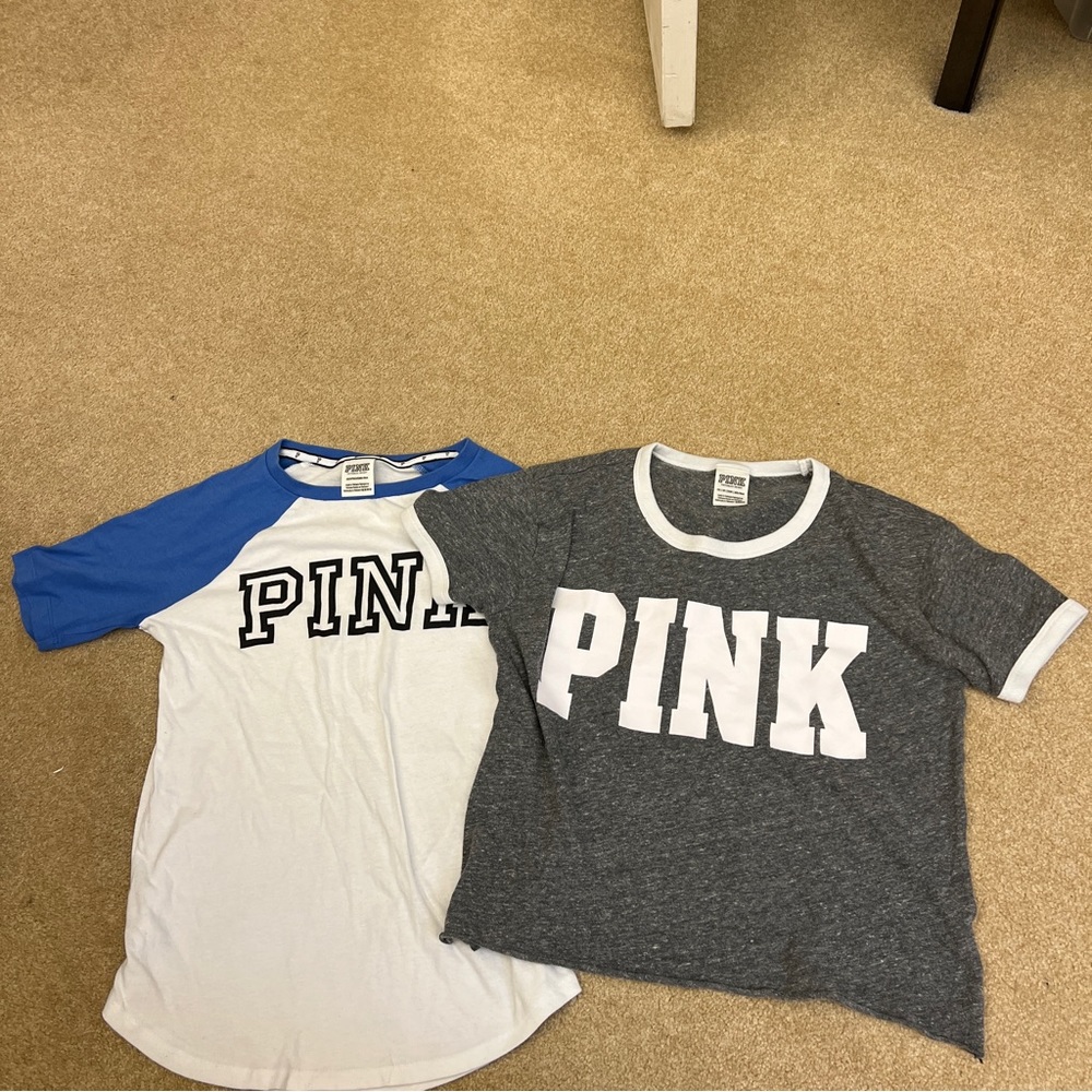 2 Victoria’s Secret Pink short sleeve t-shirts. Size XS Like new condition.